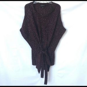 Lane Bryant Sweater Burgundy Gold Knit Poncho 26